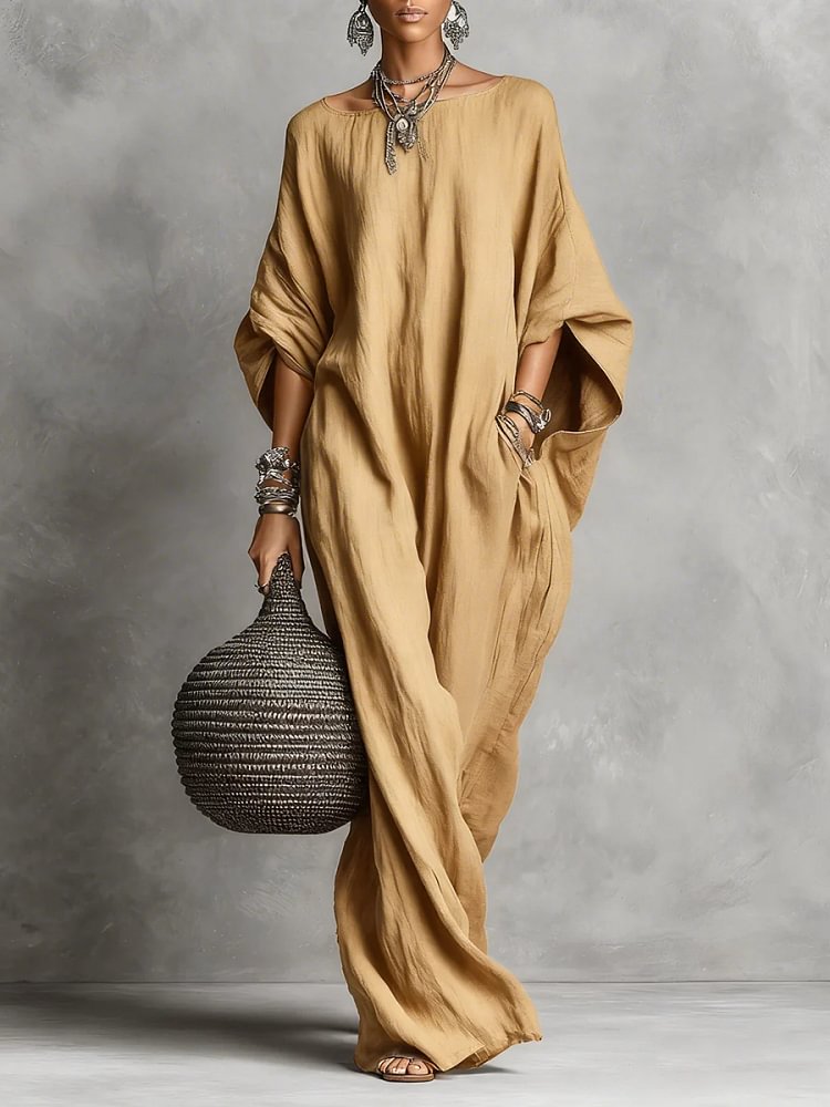 Limited Time Sale – 55% OFF Minimalist Casual Sleeveless Cotton And Linen Long Dress