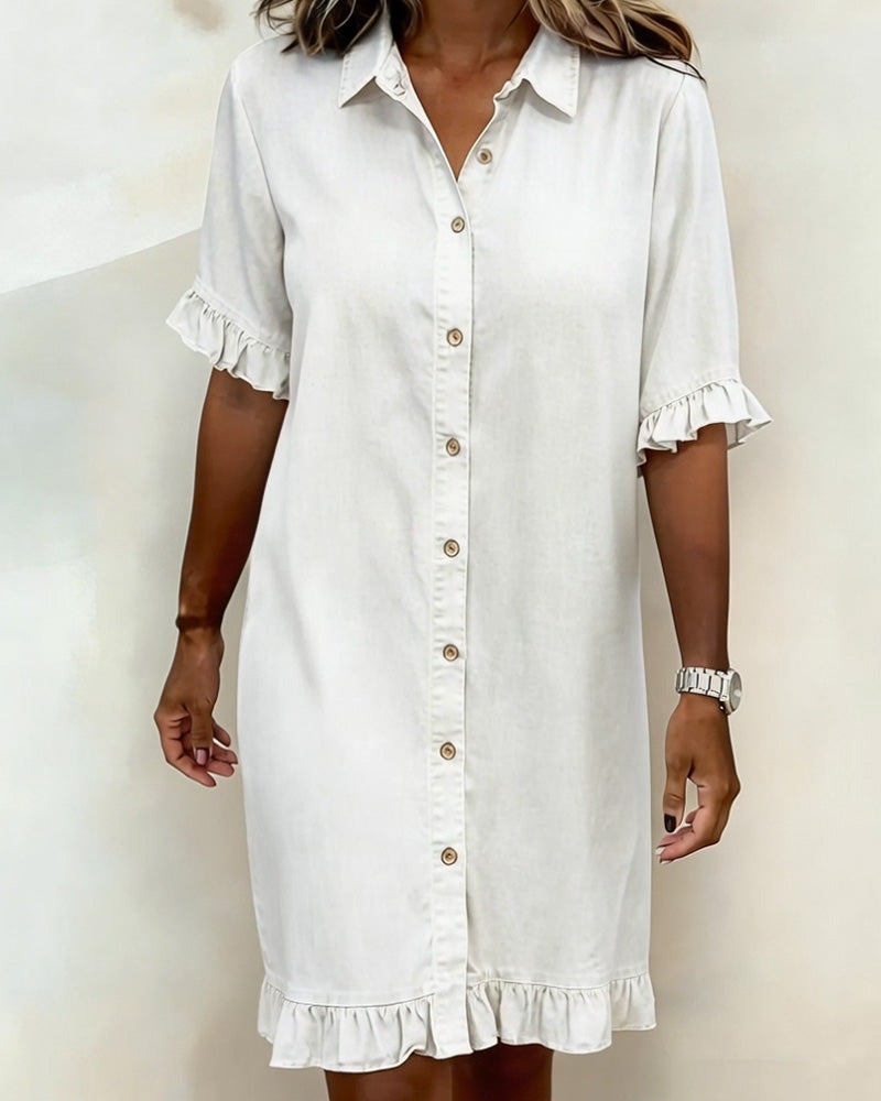 Comfortable Denim Dress with Flattering Ruching