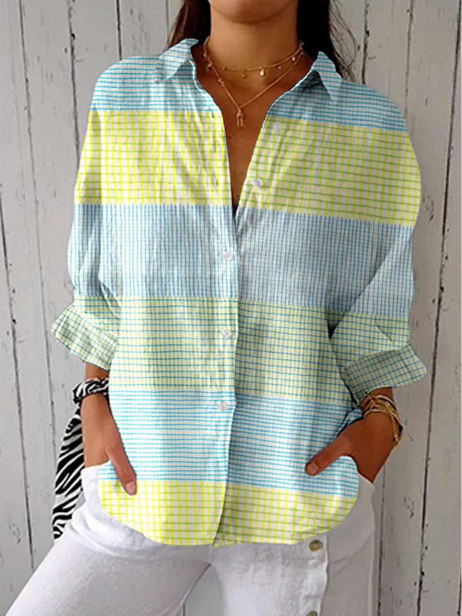 Anne - Pastel Grid Blouse