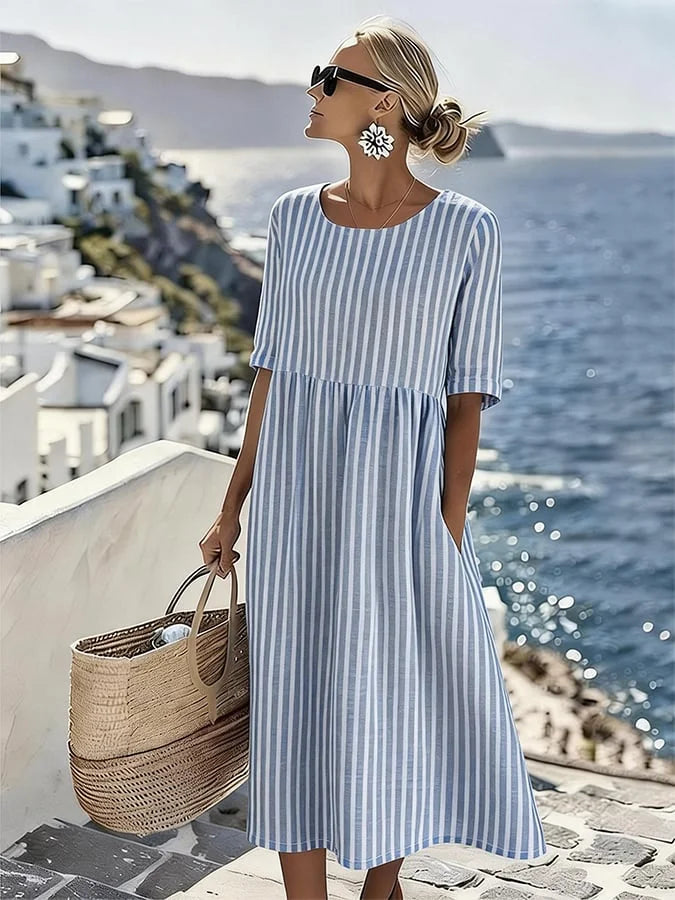 Women'S Vacation Round Neck Short Sleeve Printed Dress