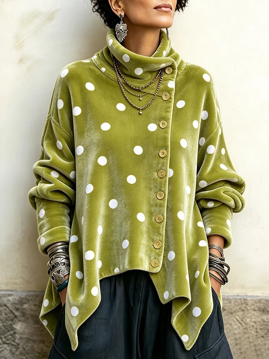 Floral Velvet Asymmetrical Button Top