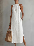 Retro Cozy Lace Minimalist Linen Dress — Timeless. Elegant. Effortlessly You.