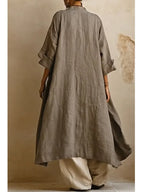 Casual Bohemian Linen And Cotton Long Cardigan And Sleeveless Top And Pants Three-piece Set