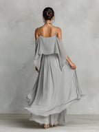Flowy Off-shoulder Blouse And Skirt Two-piece Set