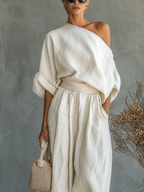 Trisha™ | Luxe Linen One-Shoulder Set