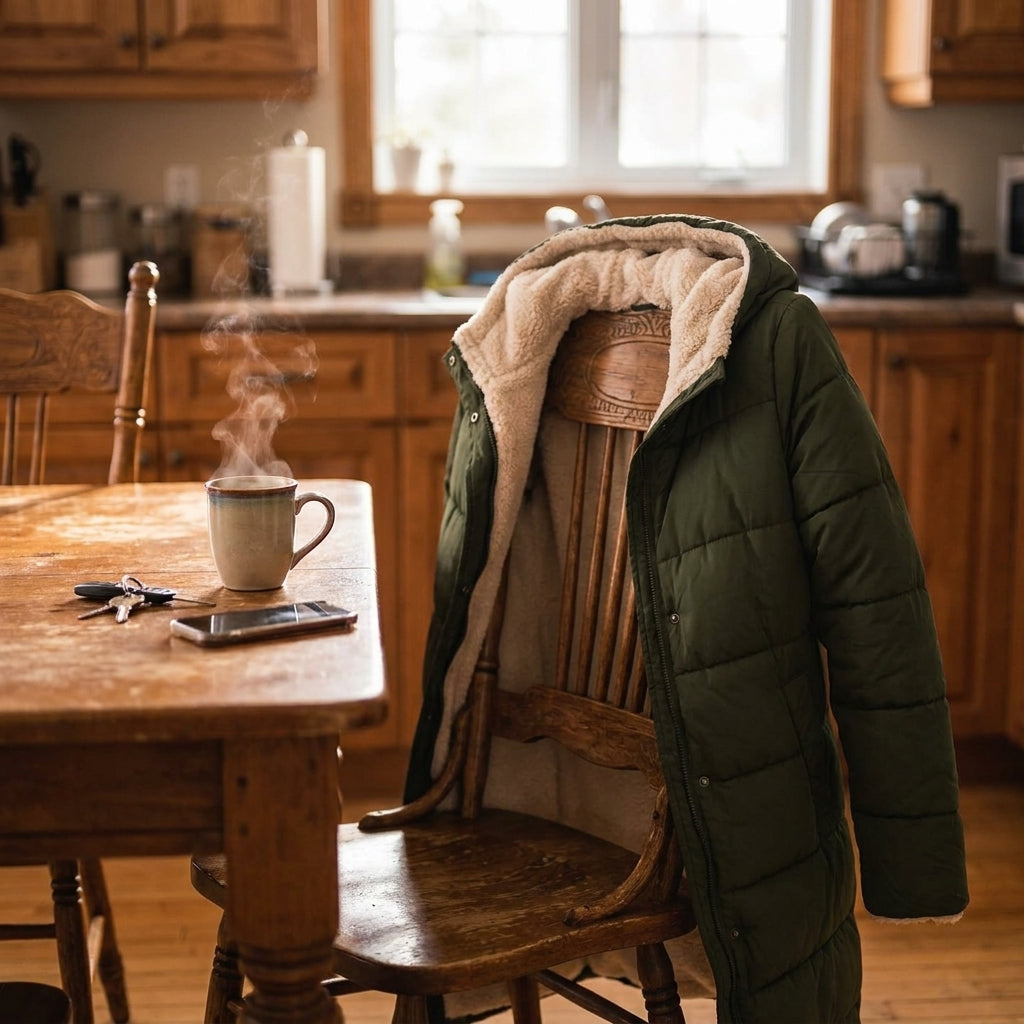 Reversible Long Sherpa Coat with Hood