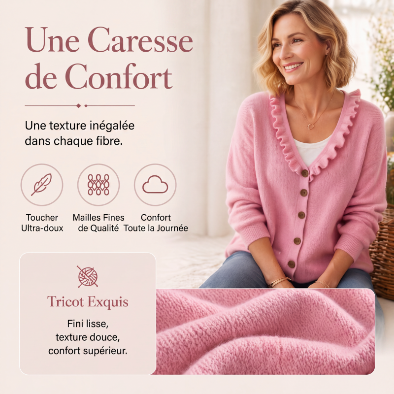 Ruffled Collar Knit Cardigan